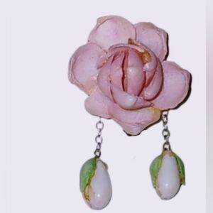 Vintage Pink Flowers Screwback Earrings